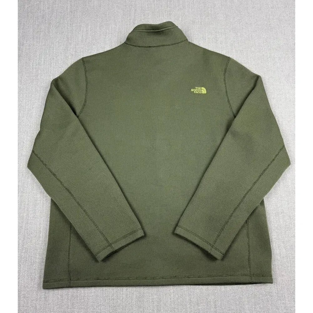 The North Face Waffle Fleece Full Zip Jacket Green Men’s XXL Textured Outdoor